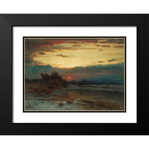 A Winter Sky Black Modern Wood Framed Art Print with Double Matting by Inness, George