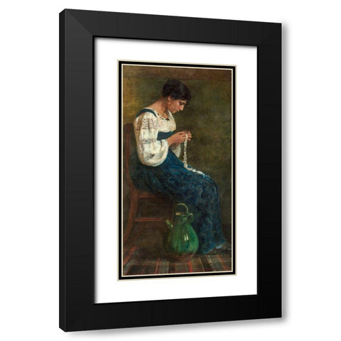 Capri Lace Maker Black Modern Wood Framed Art Print with Double Matting by Butler, George B.