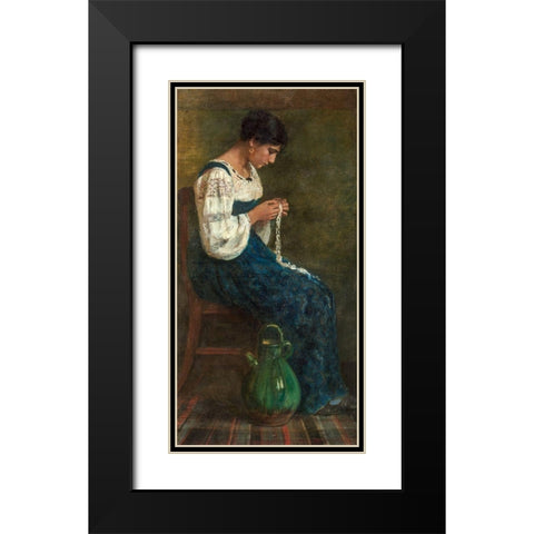 Capri Lace Maker Black Modern Wood Framed Art Print with Double Matting by Butler, George B.