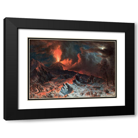 Mount Vesuvius at Midnight Black Modern Wood Framed Art Print with Double Matting by Bierstadt, Albert
