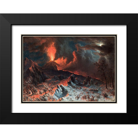 Mount Vesuvius at Midnight Black Modern Wood Framed Art Print with Double Matting by Bierstadt, Albert