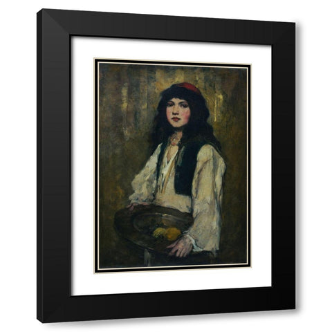 The Venetian Girl Black Modern Wood Framed Art Print with Double Matting by Duveneck, Frank