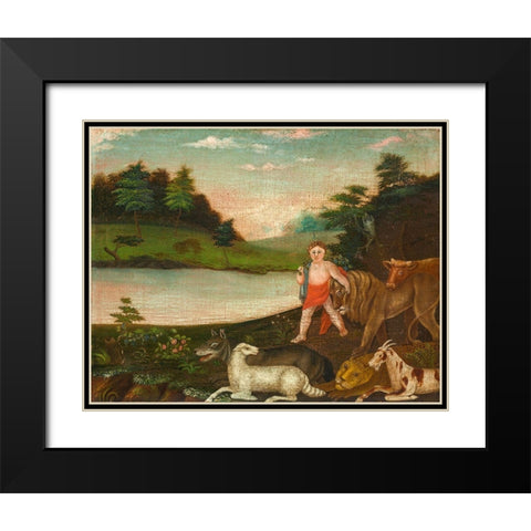 The Peaceable Kingdom Black Modern Wood Framed Art Print with Double Matting by Hicks, Edward