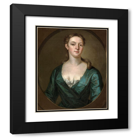 Portrait of a Woman Black Modern Wood Framed Art Print with Double Matting by Smibert, John