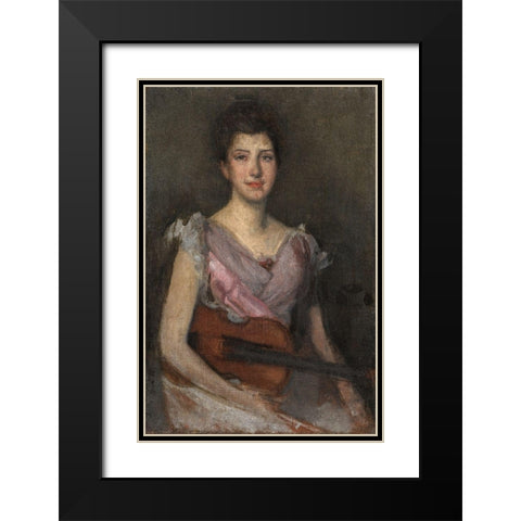 The Violin Player Black Modern Wood Framed Art Print with Double Matting by Whistler, James McNeill