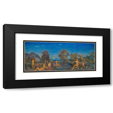 Hermes and the Infant Dionysus Black Modern Wood Framed Art Print with Double Matting by Davies, Arthur B.