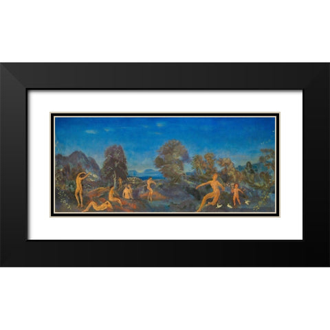 Hermes and the Infant Dionysus Black Modern Wood Framed Art Print with Double Matting by Davies, Arthur B.