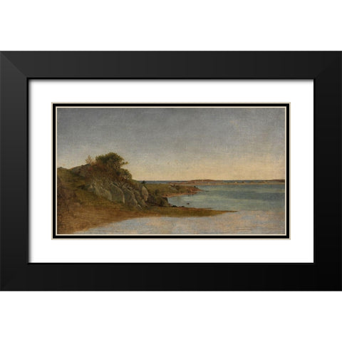 View near Newport Black Modern Wood Framed Art Print with Double Matting by Kensett, John Frederick