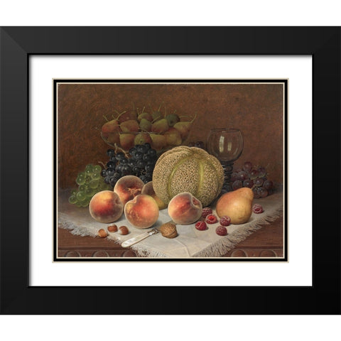 Still Life with Cantaloupe Black Modern Wood Framed Art Print with Double Matting by Brown, William Mason