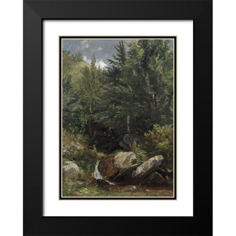 Trees and a Stream on a Hillside Black Modern Wood Framed Art Print with Double Matting by Cropsey, Jasper F.