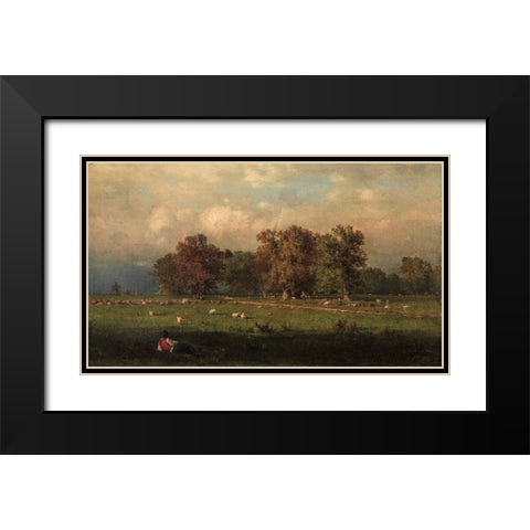 Durham Connecticut Black Modern Wood Framed Art Print with Double Matting by Inness, George