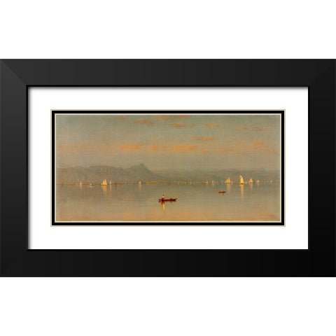 Haverstraw Bay Black Modern Wood Framed Art Print with Double Matting by Gifford, Sanford Robinson