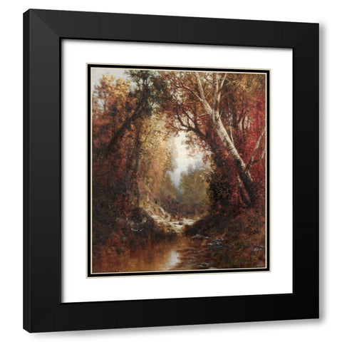 Autumn Scene in the Adirondacks Black Modern Wood Framed Art Print with Double Matting by Hart, William