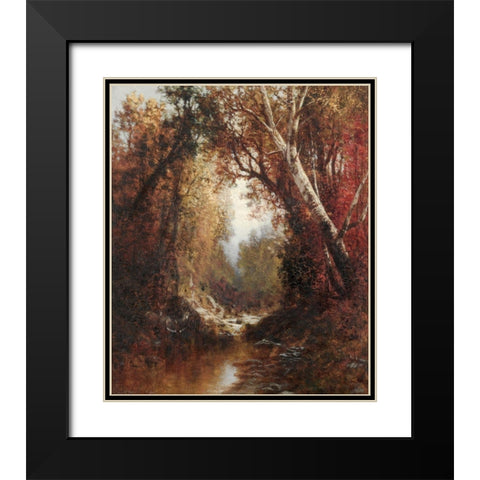 Autumn Scene in the Adirondacks Black Modern Wood Framed Art Print with Double Matting by Hart, William