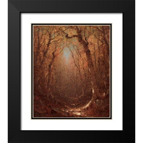 Autumn a Wood Path Black Modern Wood Framed Art Print with Double Matting by Gifford, Sanford Robinson
