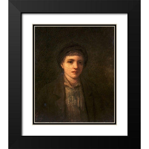 Head of a Boy Black Modern Wood Framed Art Print with Double Matting by Fuller, George