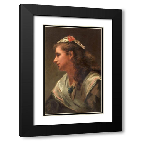 His First Model Miss Russell Black Modern Wood Framed Art Print with Double Matting by Hunt, William Morris
