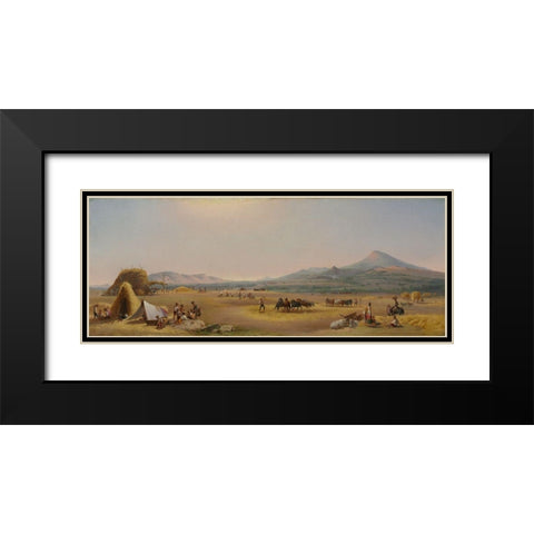 Harvest on the Roman Campagna Black Modern Wood Framed Art Print with Double Matting by Chapman, John Gadsby
