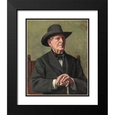 Portrait of an Old Sea Captain Black Modern Wood Framed Art Print with Double Matting by Isham, Samuel