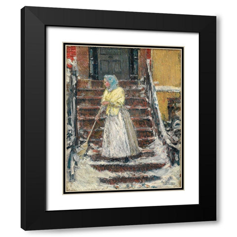 Sweeping Snow Black Modern Wood Framed Art Print with Double Matting by Hassam, Childe