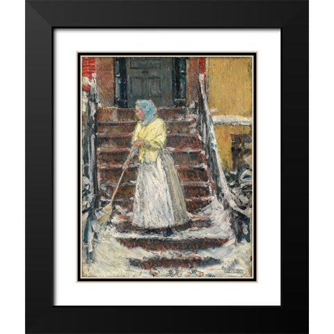 Sweeping Snow Black Modern Wood Framed Art Print with Double Matting by Hassam, Childe