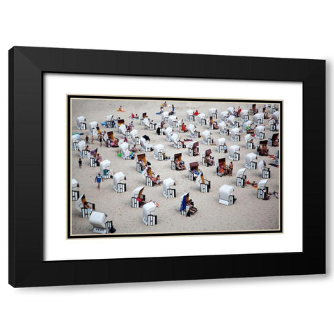 L Alveare Black Modern Wood Framed Art Print with Double Matting by Latta, Massimo Della