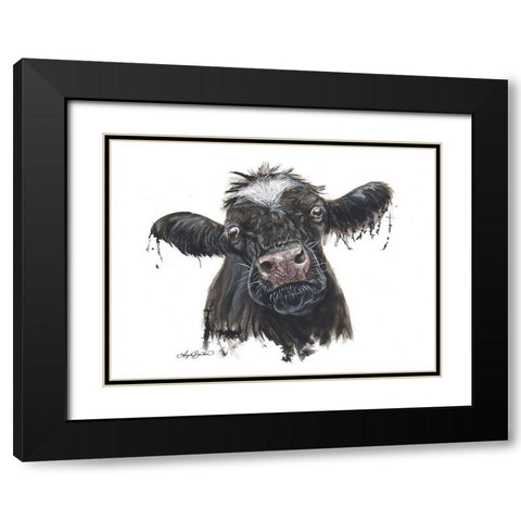 Doris the Dairy Cow Black Modern Wood Framed Art Print with Double Matting by Bawden, Angela