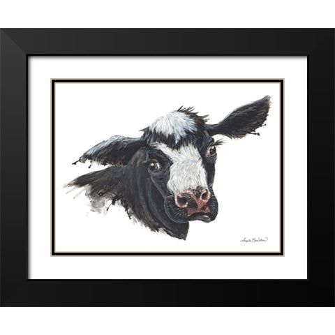 Daisy the Dairy Cow Black Modern Wood Framed Art Print with Double Matting by Bawden, Angela