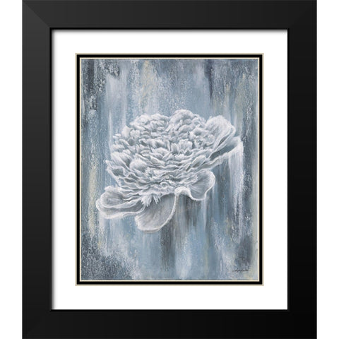 Peony Blues Black Modern Wood Framed Art Print with Double Matting by Bawden, Angela
