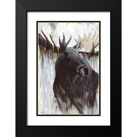 Gilded Moose   Black Modern Wood Framed Art Print with Double Matting by Bawden, Angela