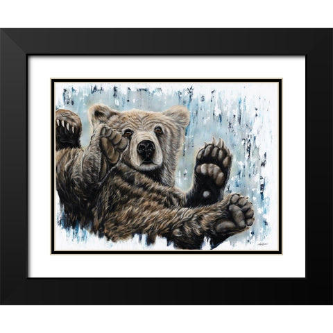 Joy Bear Black Modern Wood Framed Art Print with Double Matting by Bawden, Angela