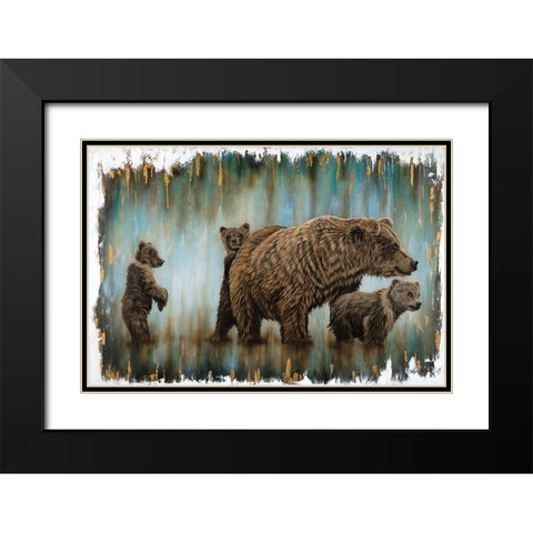 Mama Bears Protection Black Modern Wood Framed Art Print with Double Matting by Bawden, Angela