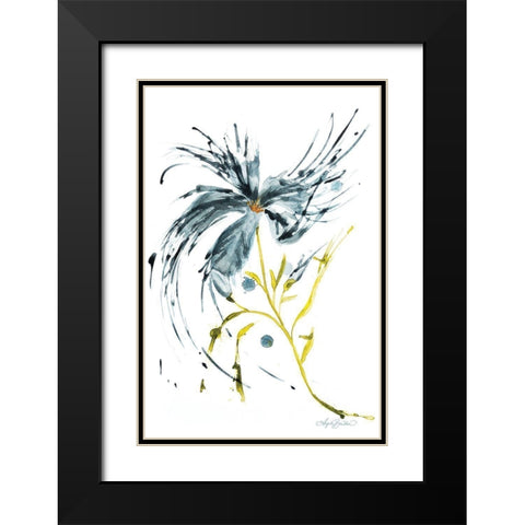 Blue Lily Splash Black Modern Wood Framed Art Print with Double Matting by Bawden, Angela