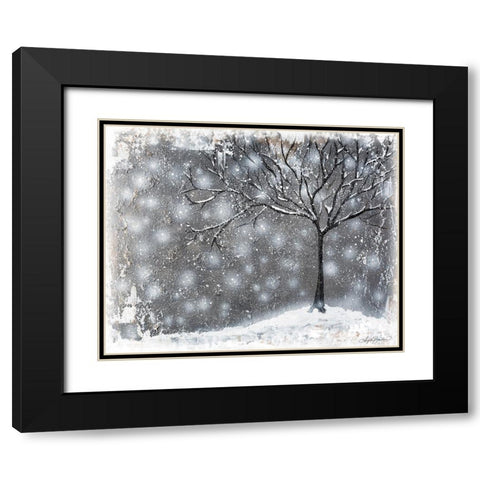 Snow Kissed Tree Black Modern Wood Framed Art Print with Double Matting by Bawden, Angela