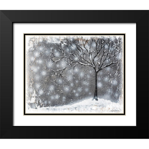 Snow Kissed Tree Black Modern Wood Framed Art Print with Double Matting by Bawden, Angela
