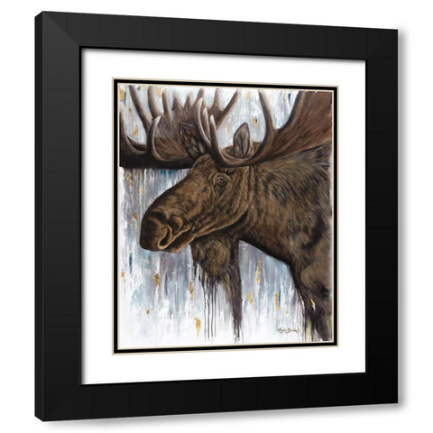 Brawny Bull Black Modern Wood Framed Art Print with Double Matting by Bawden, Angela