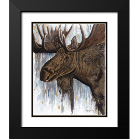 Brawny Bull Black Modern Wood Framed Art Print with Double Matting by Bawden, Angela