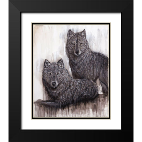 Wolf Pair Black Modern Wood Framed Art Print with Double Matting by Bawden, Angela