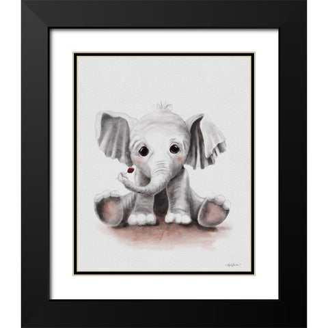 Lolli the Baby Elephant Black Modern Wood Framed Art Print with Double Matting by Bawden, Angela