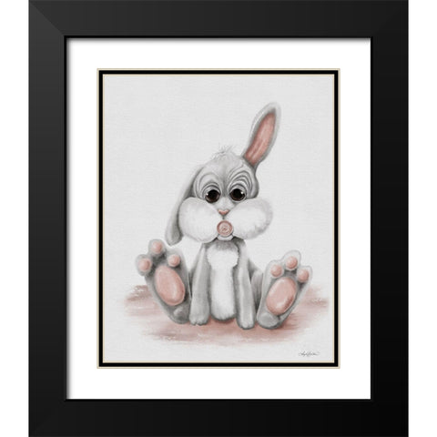 Flopsy the Sleepy Baby Bunny Black Modern Wood Framed Art Print with Double Matting by Bawden, Angela
