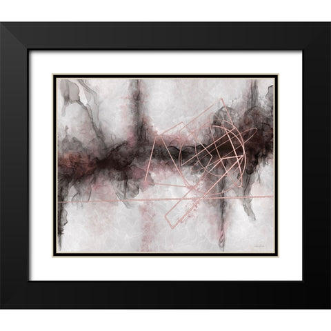 Rose Gold and Gray Abstract Black Modern Wood Framed Art Print with Double Matting by Bawden, Angela