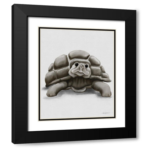 Torty the Turtle Black Modern Wood Framed Art Print with Double Matting by Bawden, Angela