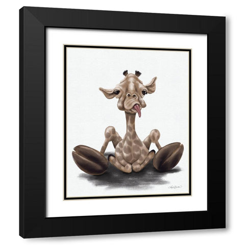 Jeffrey the Giraffe Black Modern Wood Framed Art Print with Double Matting by Bawden, Angela