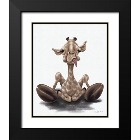 Jeffrey the Giraffe Black Modern Wood Framed Art Print with Double Matting by Bawden, Angela