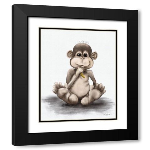 Melvin the Monkey Black Modern Wood Framed Art Print with Double Matting by Bawden, Angela
