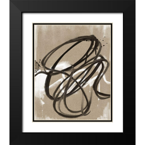 Mocha Linen Abstract Black Modern Wood Framed Art Print with Double Matting by Bawden, Angela
