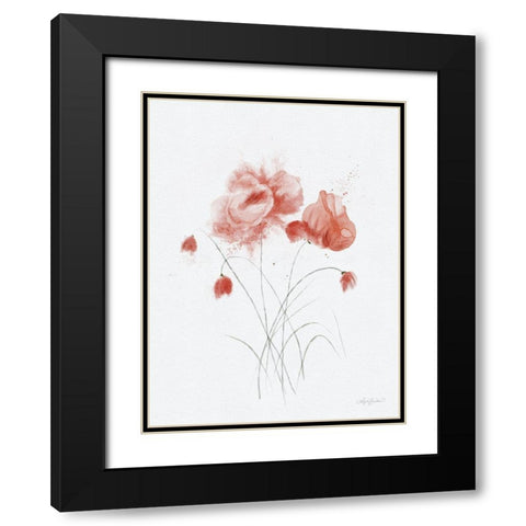 Pink Alcohol Ink Floral Black Modern Wood Framed Art Print with Double Matting by Bawden, Angela