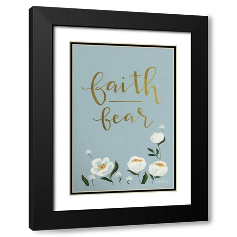 Faith Fear Flowers Black Modern Wood Framed Art Print with Double Matting by Chavez, April