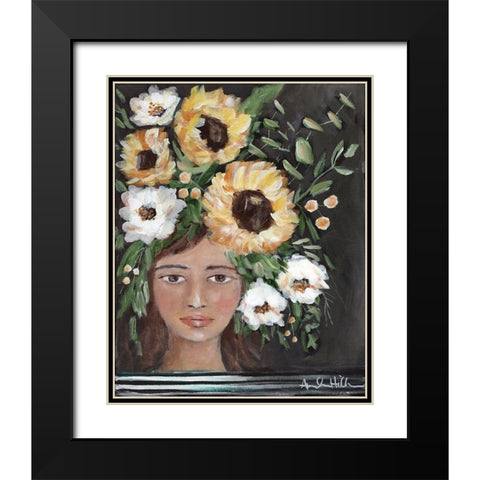 Sunflowers for you Black Modern Wood Framed Art Print with Double Matting by Hilburn, Amanda