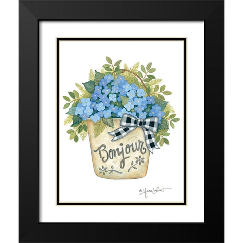 Hydrangeas Bonjour Black Modern Wood Framed Art Print with Double Matting by LaPoint, Annie